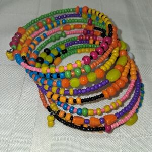 Colorful Beaded Handmade Bracelet Made With Memory Wire Fits All